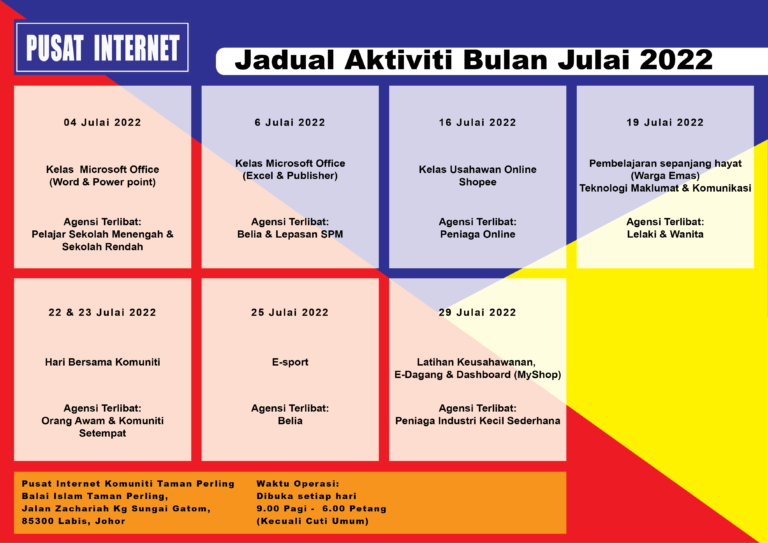 Jadual Aktiviti Julai 2022 01