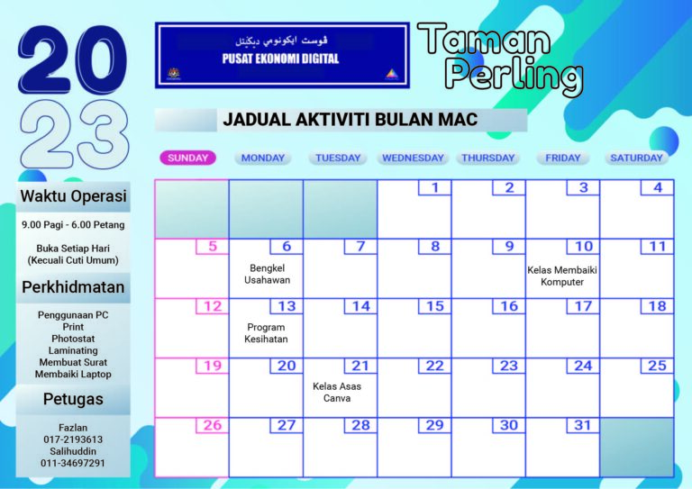 Jadual Aktiviti Mac 2023 01